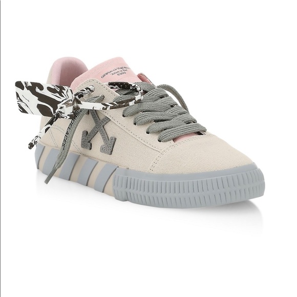 Off-White Shoes - Off-White Low Vulcanized Sneakers- Beige Grey